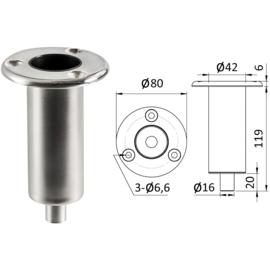 Mât télescopique pour support de douche extérieur sur pont du bateau par OSCULATI