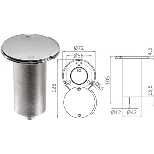 Mât télescopique pour support de douche extérieur sur pont du bateau par OSCULATI