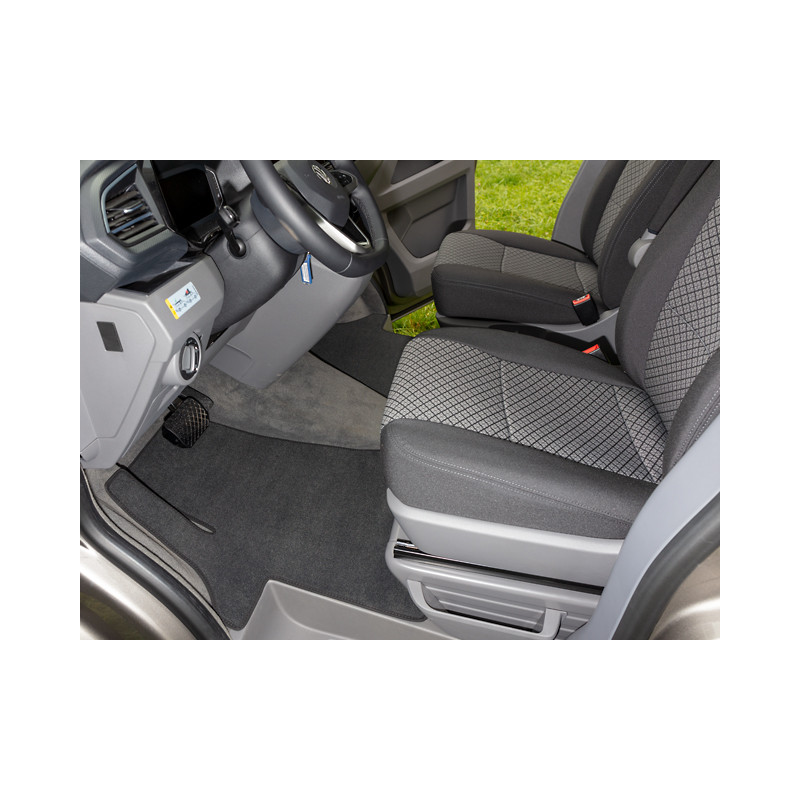 Tapis De Sol Origine Fiat 500 Et 500 Hybrid - Moquette Noire Avec Logo - Avant Et Arrière - Ref. 71808754
