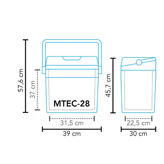 MESTIC MTEC-28 AC/DC - glacière électrique - dimensions