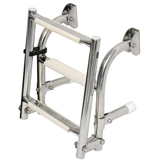 Echelle tableau arrière 900 mm OSCULATI - échelle de bain inox 4 marches pour bateau - repliée