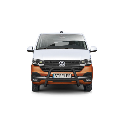 STEELER Pare-buffle avec barre transversale VW T6.1 - protection pare choc avant van et fourgon - couleur noir