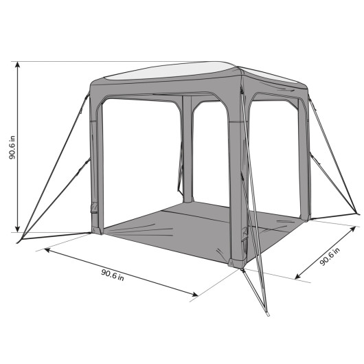 HUB 2 Redux DOMETIC - Abris multifonction gonflable pour van, SUV ou fourgon - dimensions