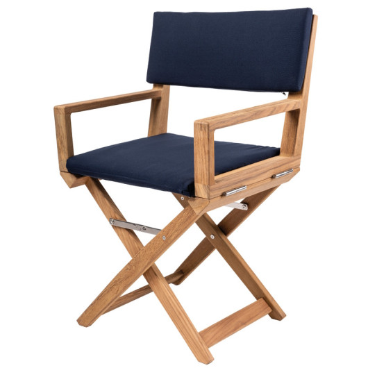 Fauteuil de pont ARC Marine The Edge luxe en teck - Chaise et fauteuil bateau - Bleu Navy