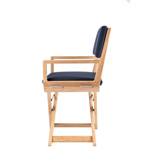 Fauteuil de pont ARC Marine The Edge luxe en teck - Chaise et fauteuil bateau - Bleu Navy