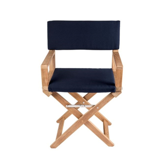 Fauteuil de pont ARC Marine The Edge luxe en teck - Chaise et fauteuil bateau - Bleu Navy
