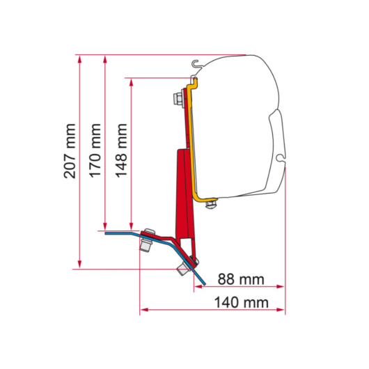 Adaptateur de store FIAMMA F35 Pro et F45 FORD Custom - Accessoire de montage de store pour van et fourgon - F45