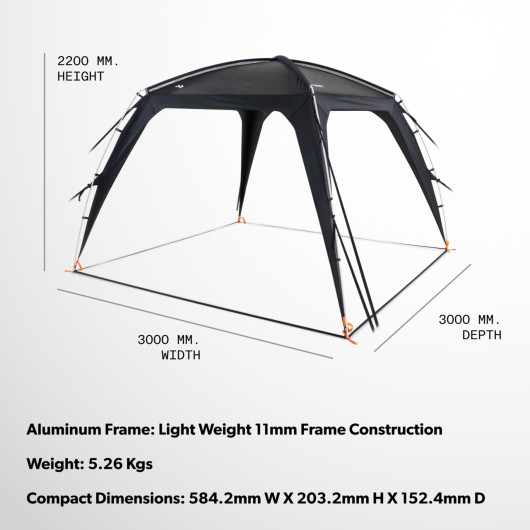 Compact Camp Shelter DOMETIC GO - Abri de camping et auvent pour van aménagé - dimensions