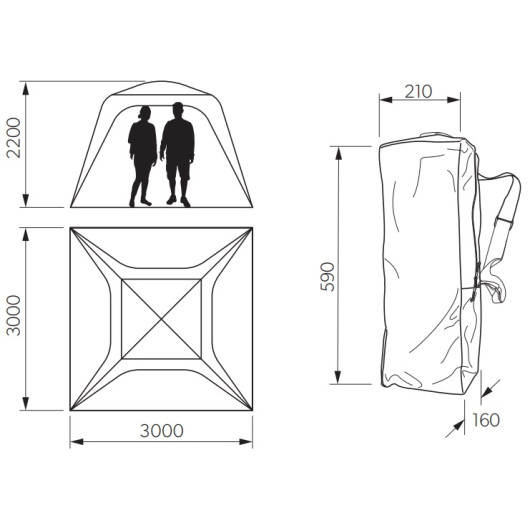 Compact Camp Shelter DOMETIC GO - Abri de camping et auvent pour van aménagé - sas pour fourgon - dimensions