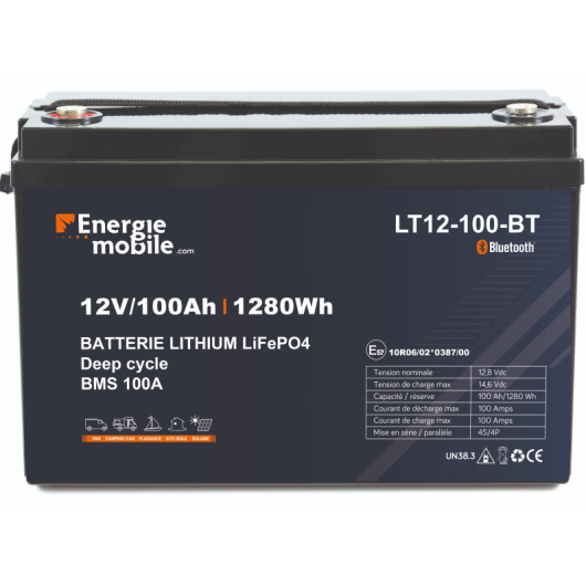 Batterie lithium haute qualité pour van, fourgon, bateau et camping-car. Capacité 100Ah 1280 Wh