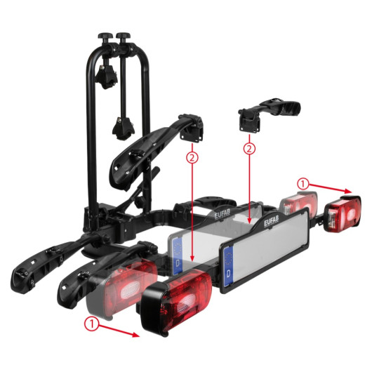 Rail 3ème vélo Crow Plus EUFAB - support vélo supplémentaire porte vélos d'attelage van - mise en place