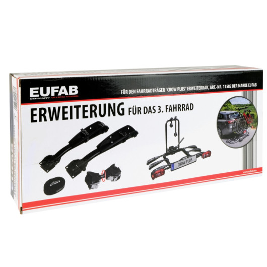 Rail 3ème vélo Crow Plus EUFAB - support vélo supplémentaire porte vélos d'attelage van - carton