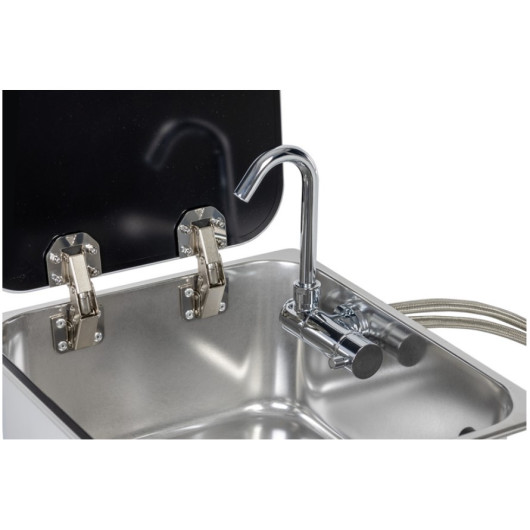 Evier inox CARBEST avec couvercle et robinet 322 x 352 mm pour van aménagé - robinet inclus