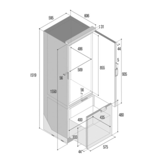 Réfrigérateur à compresseur 250 L VITRIFRIGO Slim 250 - Frigo 12/24 V pour fourgon aménagé, camping-car et bateau