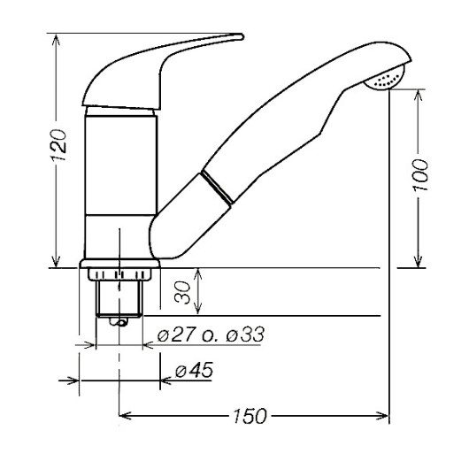 REICH Robinet mitigeur à contacteur - robinet eau chaude et froide pour van aménagé - dimensions