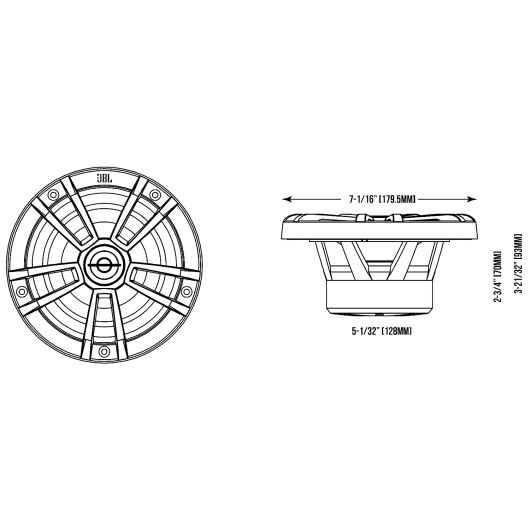 Paire de haut-parleurs 6,5"  Stage Marine 6 JBL blanc - Haut-parleurs marins - Dimensions