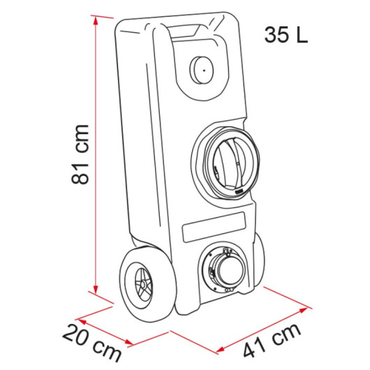 Roll-Tank 40 F FIAMMA - Réservoir d'eau mobile pour camping-car et fourgon aménagé - dimensions