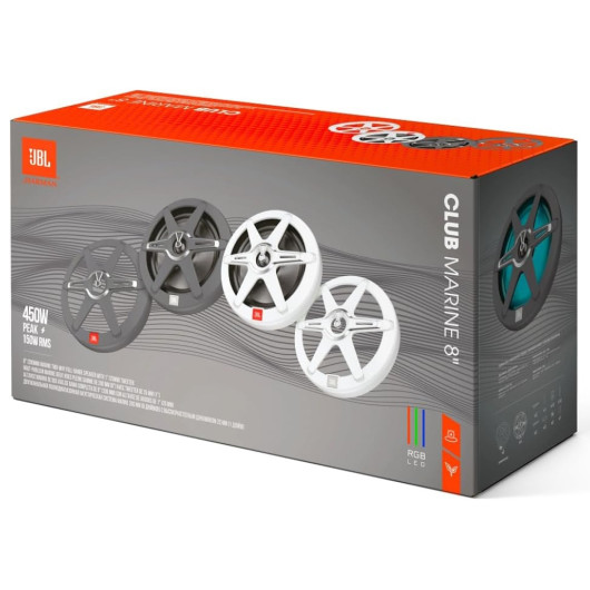 Paire de haut-parleurs 8" Club Marine 8 JBL étanche et RGB - Haut-parleurs marins