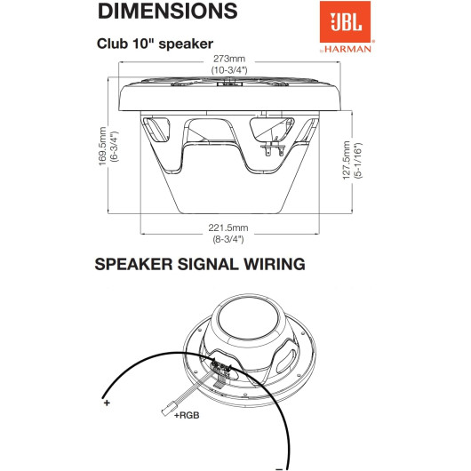 Subwoofer 10" Club Marine JBL étanche et RGB - Haut-parleurs marins