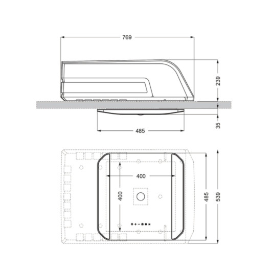 SR-C22 SR-Mecatronic | climatiseur de toit 230V - 2200W pour camping-car et caravane | dimensions