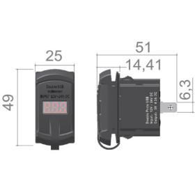 Prise double USB-A+C + voltmètre 12/24 V OSCULATI - Interrupteurs