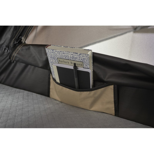 VICKY WOOD Little Bamboo 125 - Tente de toit souples pour van et 4x4 - pochettes de rangement intérieures