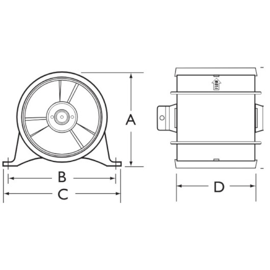 Ventilateur en ligne 3" ou 76 mm de diamètre RULE - Ventilation et insonorisation - Dimensions