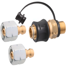 GOK Raccord rapide 2 x G1/4 x STN et SKU x G1/4 pour barbecue et equipements gaz extérieur en bateau et van.