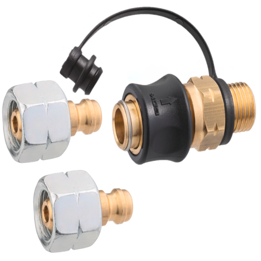 GOK Raccord rapide 2 x G1/4 x STN et SKU x G1/4 pour barbecue et equipements gaz extérieur en bateau et van.