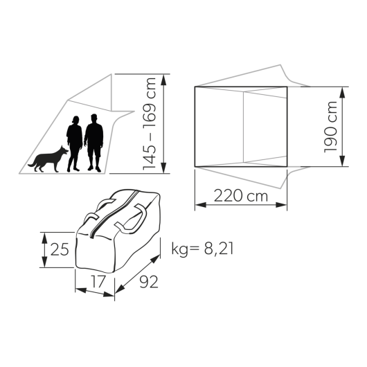 DOMETIC RT Awning S pour TRT 140 Air - auvent pour tente de toit gonflable - hauteur 145 à 169 cm