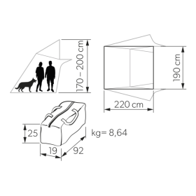 DOMETIC RT Awning  L pour TRT 140 Air - auvent pour tente de toit gonflable - abri échelle