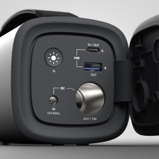 PLB15 Portable Battery Dometic - façade avec connecteur IN et OUT