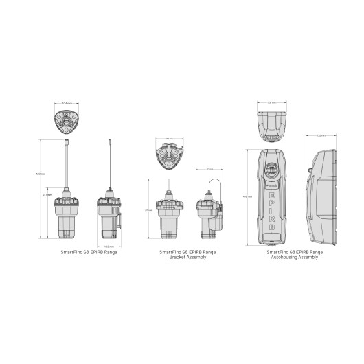 Balise EPIRB G8 AIS PLUS MCMURDO Automatique - Balise EPIRB - Dimensions