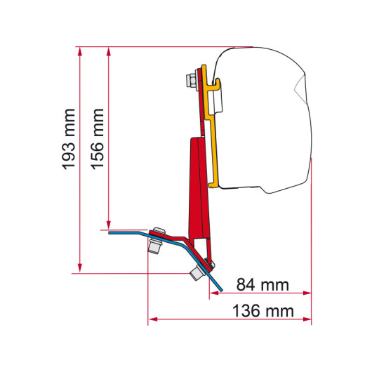 Adaptateur de store FIAMMA F35 et F45 FORD Custom - Accessoire de montage de store pour van et fourgon - F43