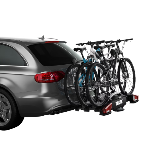 VeloCompact 3 vélos THULE - porte vélo sur boule d'attelage - porte vélo léger et compact sur attelage - 3 vélos montés