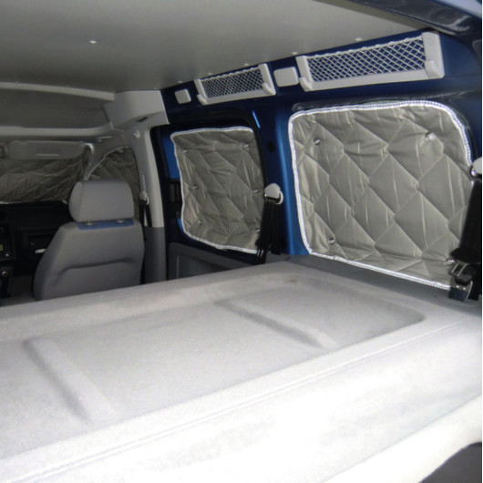 Kit rideaux thermiques Isoflex CARBEST spécial VW Caddy Maxi - Accessoire isolation vitres intérieur pour ludospace