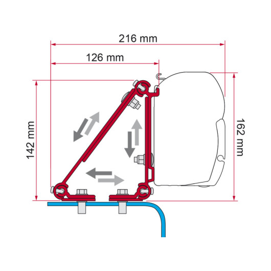 Kit Multi F45 FIAMMA - étriers de fixation pour store banne de fourgon et camping-car universel - dimensions