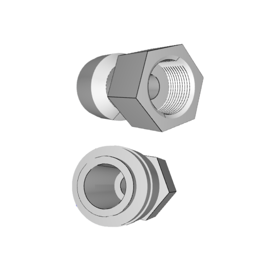 Raccord rapide femelle fileté 3/8" femelle pour tuyau semi-rigide type PER 12 mm. vu 3D.