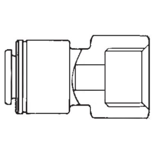Raccord droit PER ø12mm femelle| Filetage femelle 3/8" pour circuit d’eau portable à bord | schéma