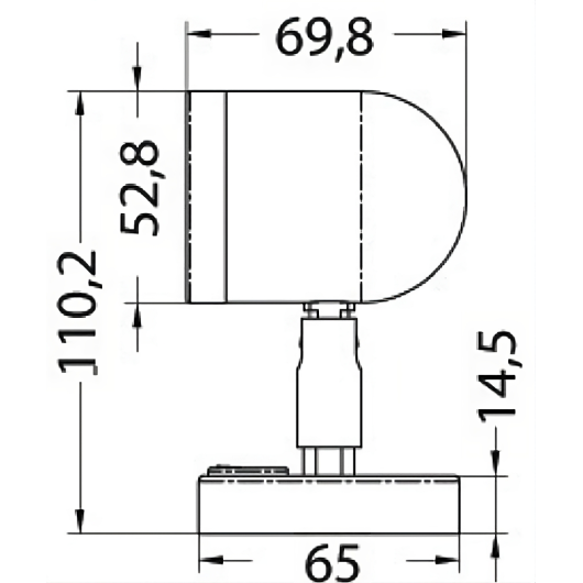 Applique Led orientable en inox avec interrupteur par OSCULATI, schéma des dimensions.
