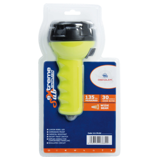 OSCULATI lampe Torche Sub-Extreme de plongée avec led 300 Lumens en faisceau réglable, sous blister.