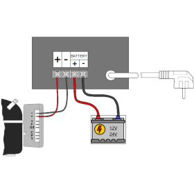 VITRIFRIGO S-300 Alimentation réfrigérateur automatique 230/24V, 300 W vue dessus, plus connexions électrique