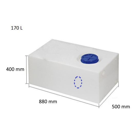 Réservoir rigide eau potable 163 L OSCULATI | cuve grande capacité pour bateau, fourgon & camping-car | dimensions