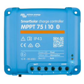 VICTRON Régulateur de charge solaire SmartSolar 75 / 10 vu du dessus.