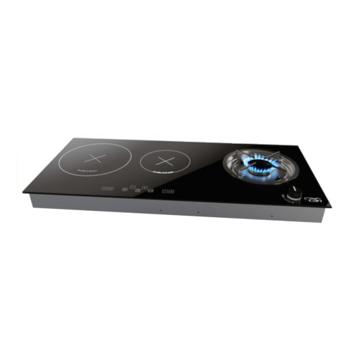 Réchaud hybride CAN 3 feux gaz induction - Appareil pour cuisine mobile de fourgon aménagé et camping-car - face