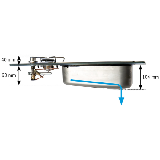 Combiné CARBEST 1 feu - Appareil pour cuisine mobile de fourgon aménagé et camping-car - dimensions