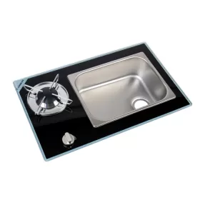 CARBEST Cristal Combiné 1 feu & évier Combiné CARBEST 1 feu - Appareil pour cuisine mobile de fourgon aménagé et camping-car - face