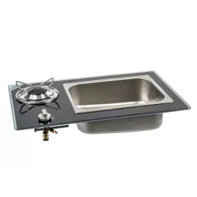 CARBEST Cristal Combiné 1 feu & évier Combiné CARBEST 1 feu - Appareil pour cuisine mobile de fourgon aménagé et camping-car - face