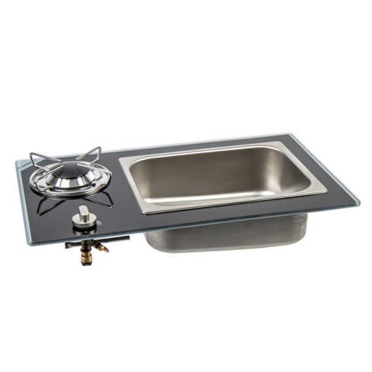 Combiné CARBEST 1 feu - Appareil pour cuisine mobile de fourgon aménagé et camping-car - haut