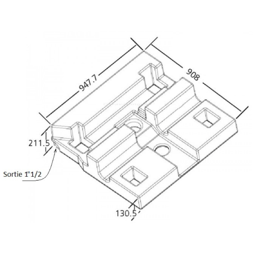 Réservoir eaux usées Ducato EV 2222 PROMENS - cuve à eau sous châssis pour fourgon aménagé plan avec côtes